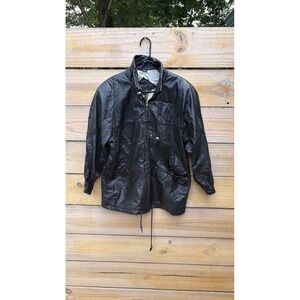 Pelle New York Milano Vintage Black Leather Jacket shoulder pads Medium Korea